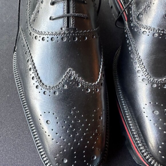 Black Christian Louboutin College Wingtip Brogue Leather Derby Shoes - Picture 2 of 8